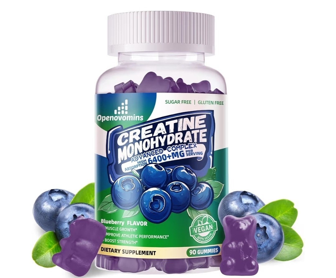 Openovomins Creatine Monohydrate Gummies Blueberry 6400mg 90 Count New