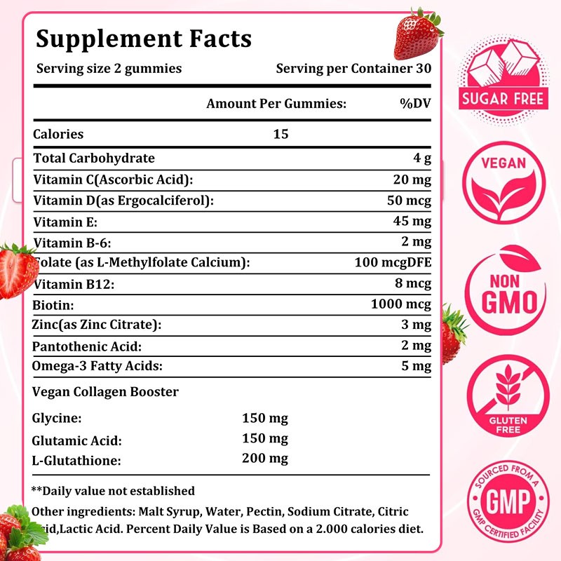 Glutathione Collagen Gummie-200mg Glutathione&Vitamins for Radiant,Youthful Skin