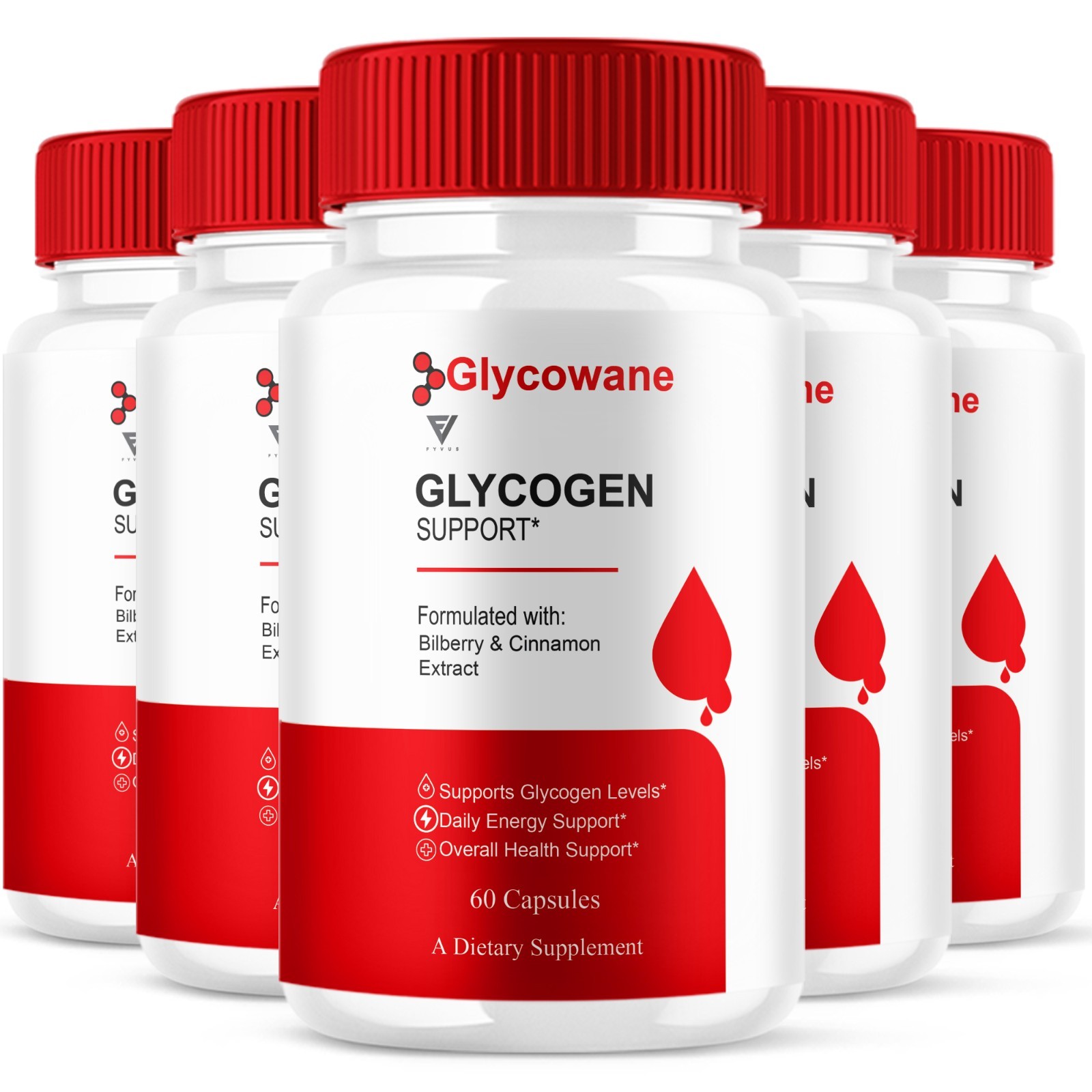 (5 Pack) Glycowane Glycogen Support, Glycowane Health Support (300 Capsules)
