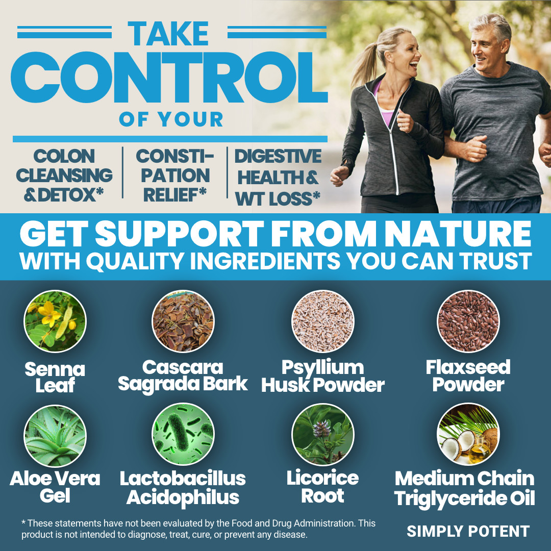 Colon Cleanse & Natural Detox Pills for Constipation Relief & Digestion 30 Caps
