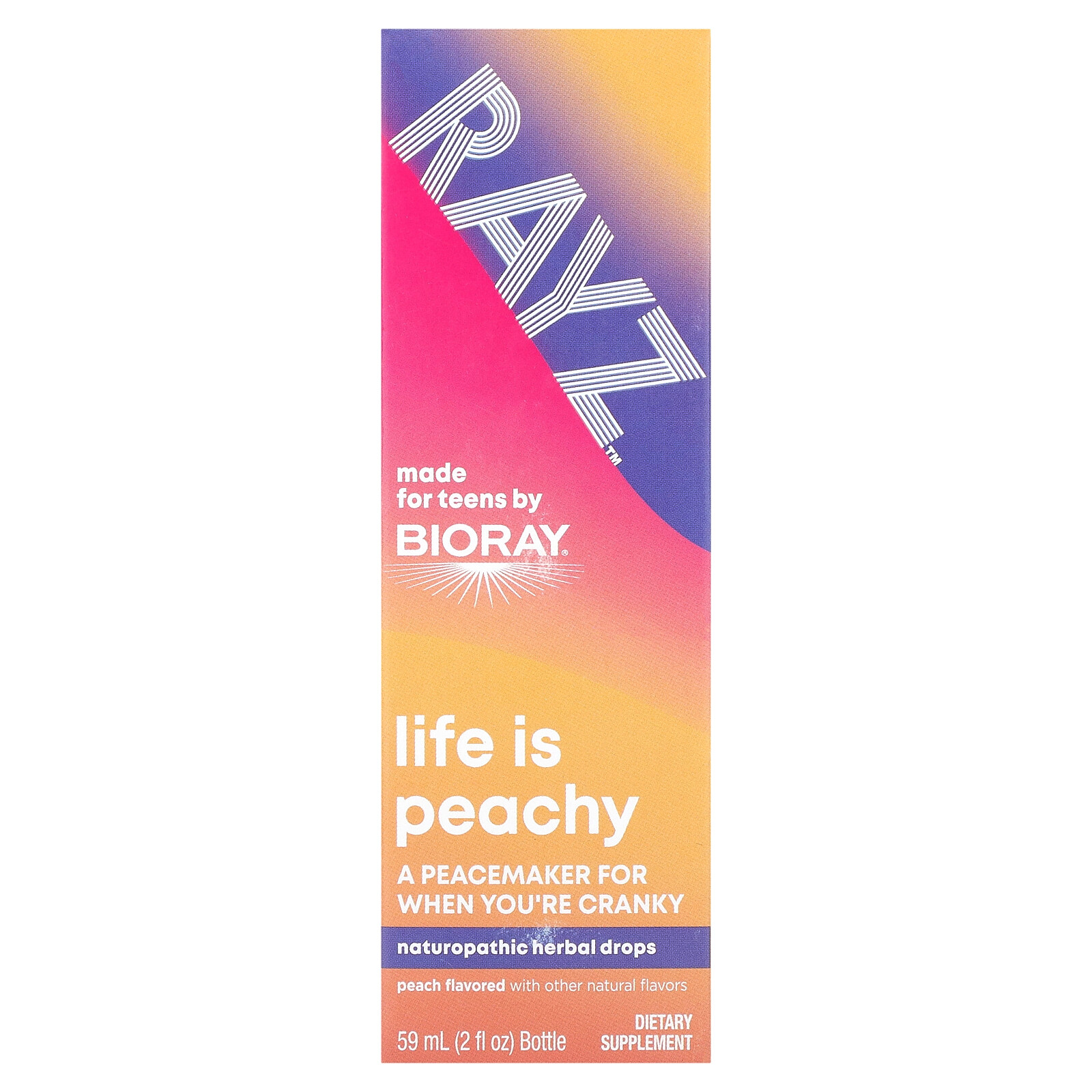 Rayz, Life Is Peachy, Herbal Drops For Teens, Peach, 2 fl oz (59 ml)