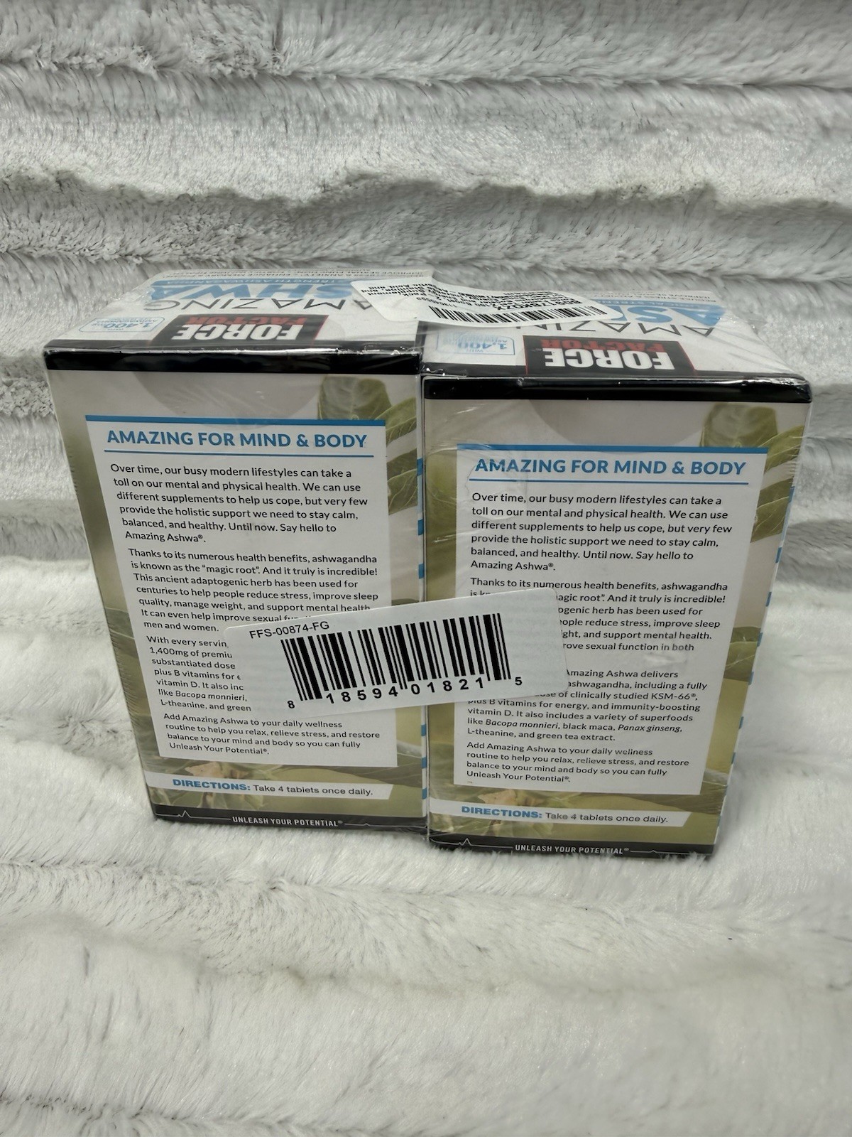 2 Bottles Amazing Ashwa® 1400 mg 120 Tablets (240 Total) (Exp 03/2028)