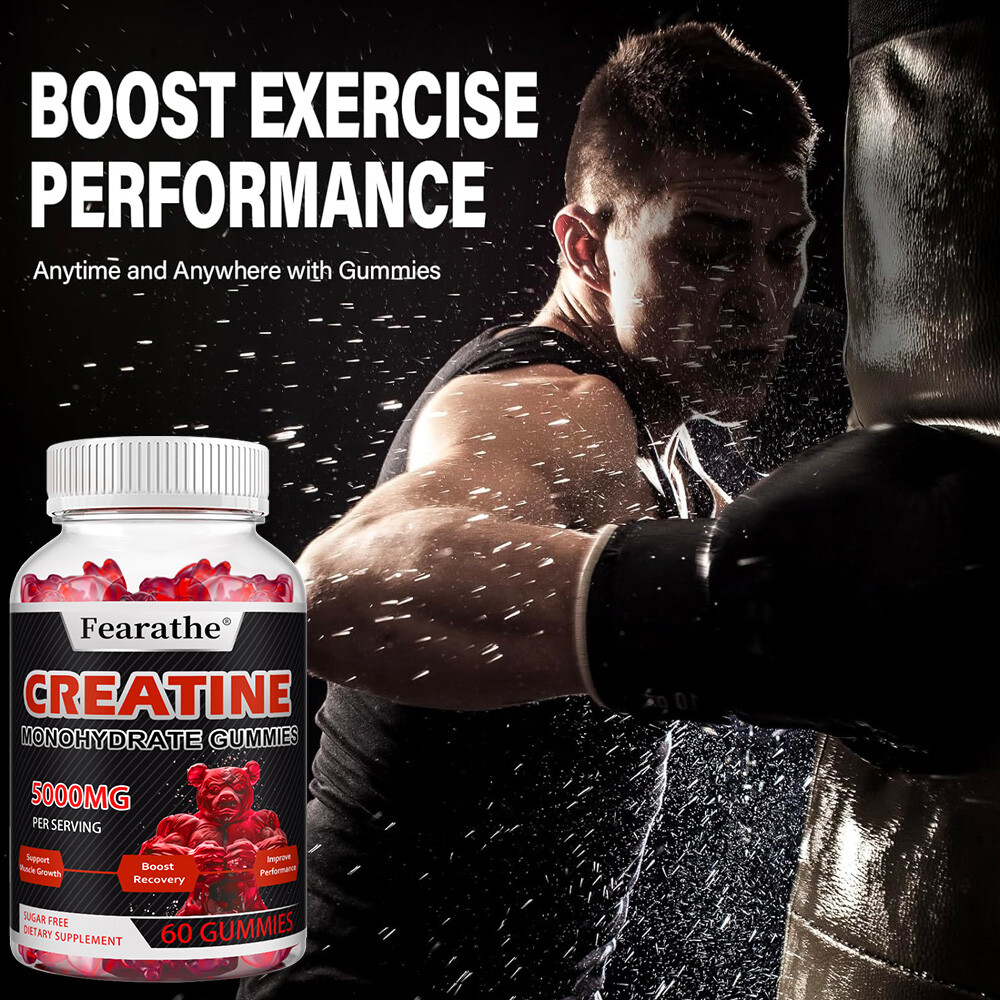 5000mg Creatine Monohydrate Gummies, Sugar Free Muscle Strength & Recovery,60 CT