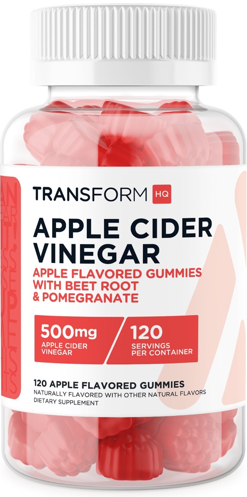 TransformHQ Apple Cider Vinegar Gummies (120 Servings, 500mg Per Serving)