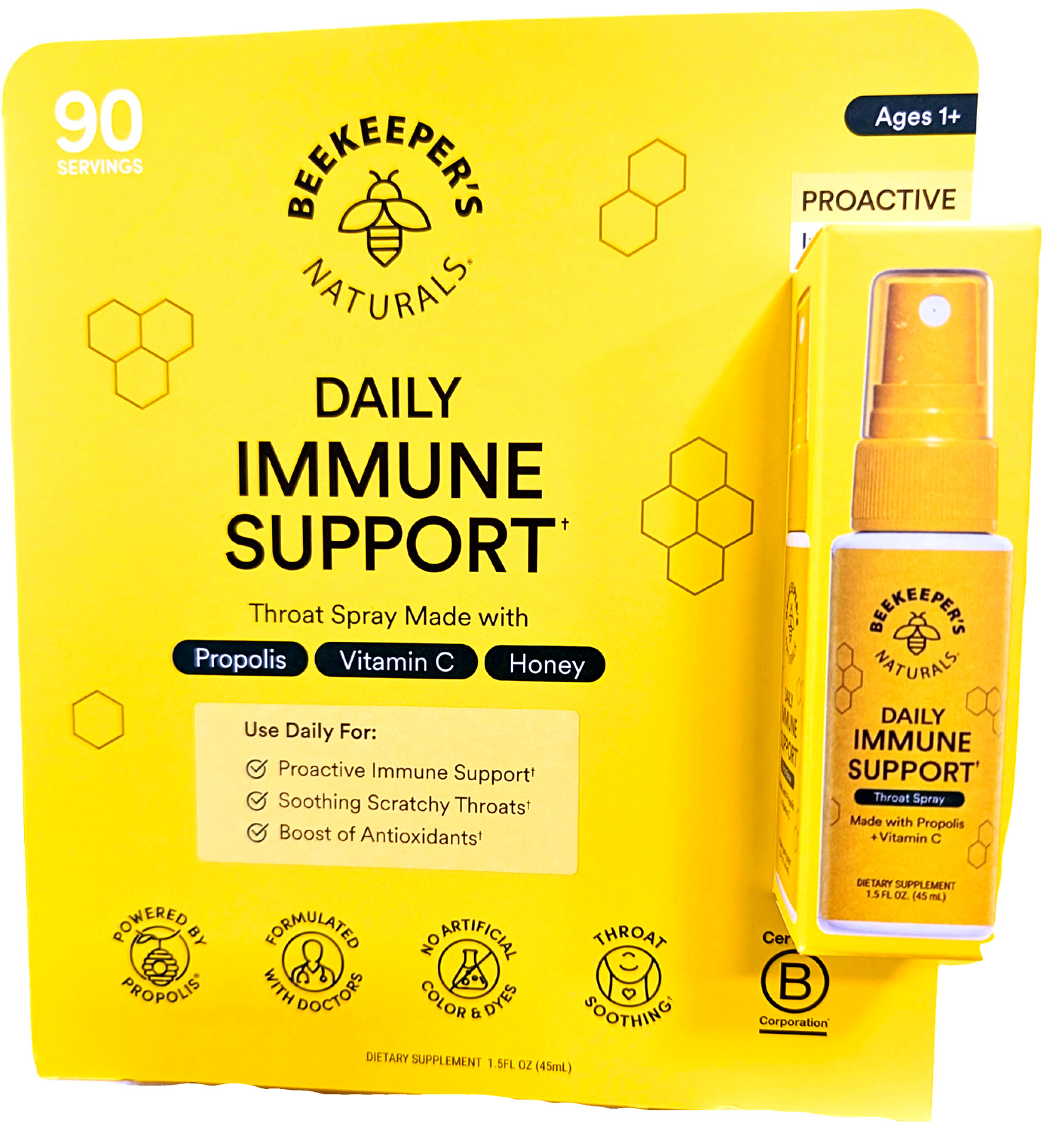 Beekeepers Naturals Propolis Immune Spray with Vitamin C Honey 1.5 Oz EXP06/28