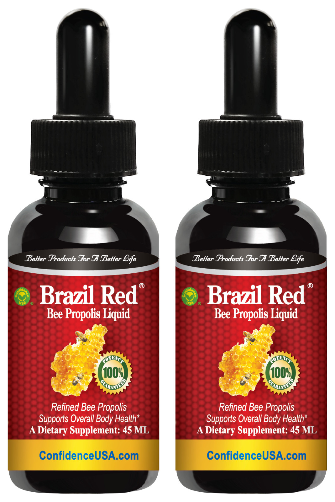 Confidence USA Brazil Red® Bee Propolis 45 mL Liquid Dropp –Immune & Antioxidant