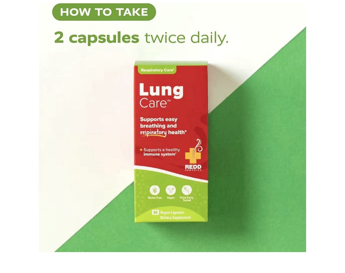 Redd Remedies Lung Care Respiratory Health Support Easy Breathing Immune 80 Caps