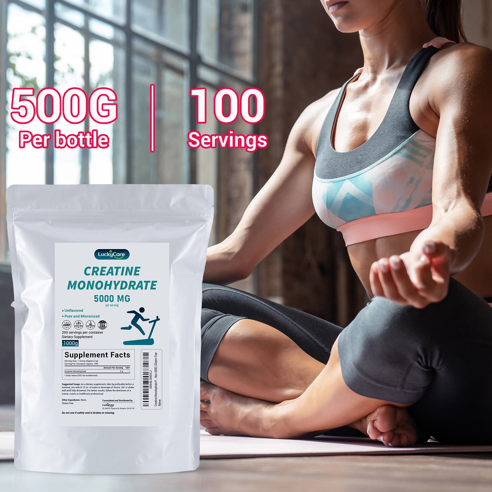 Creatine Monohydrate 2.2LB(1000g) 200 Servings Dietary Supplement Gluten-Free