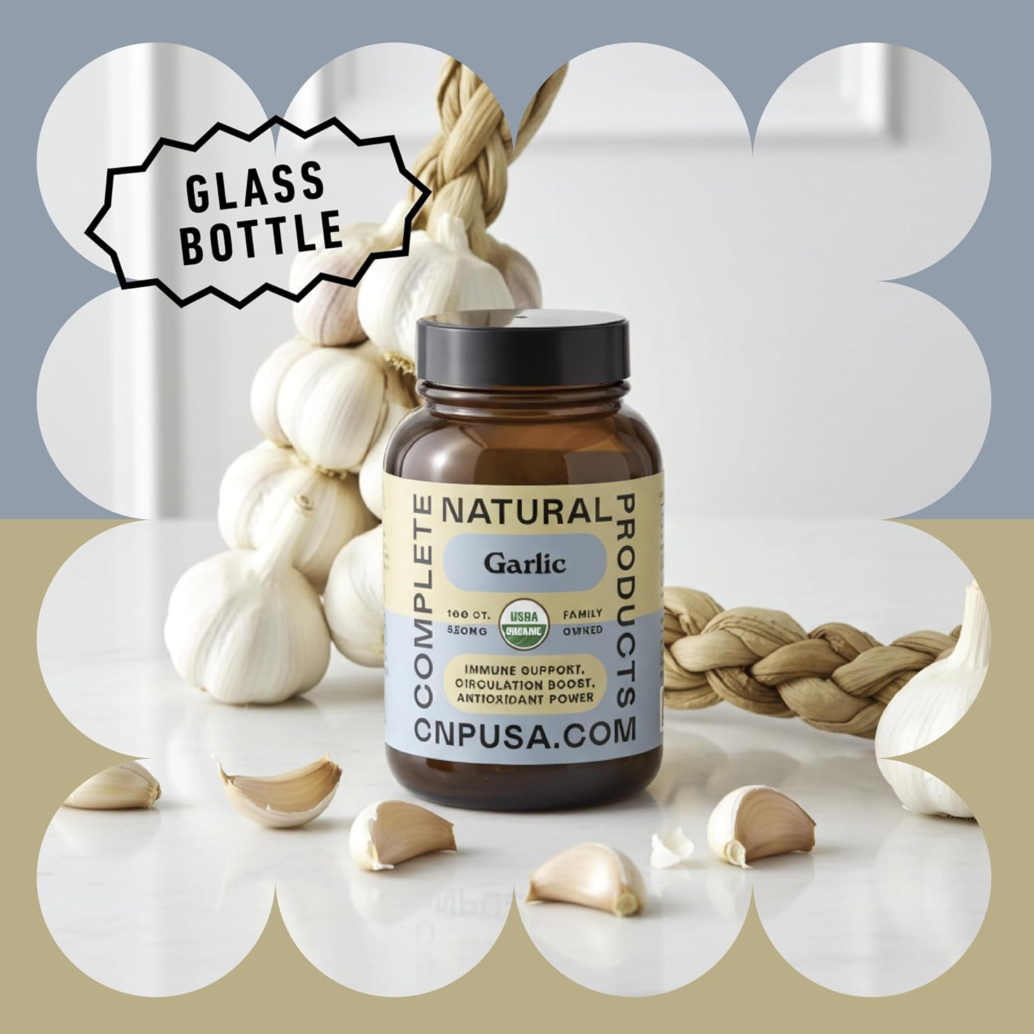 CNP Organic Garlic Capsules 520Mg – Whole Garlic Extract Supplement, Daily Cardi