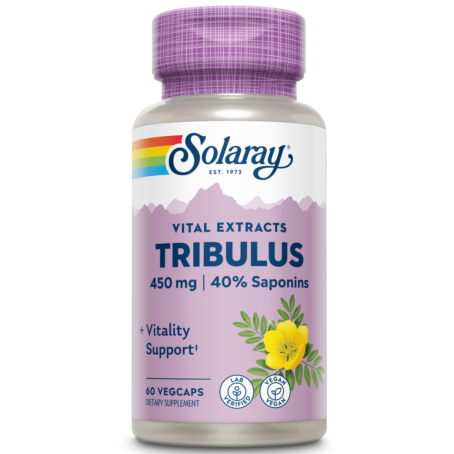 Solaray Guaranteed Potency Tribulus Fruit Extract, Veg Cap (Btl-Plastic) 450mg