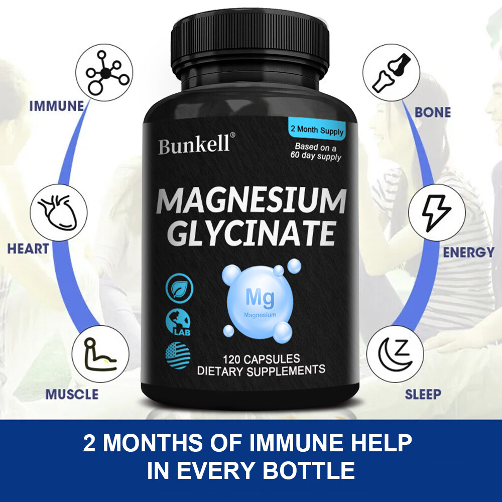 Magnesium Glycinate Capsules 1040mg High Absorption Chelated by Bunkell