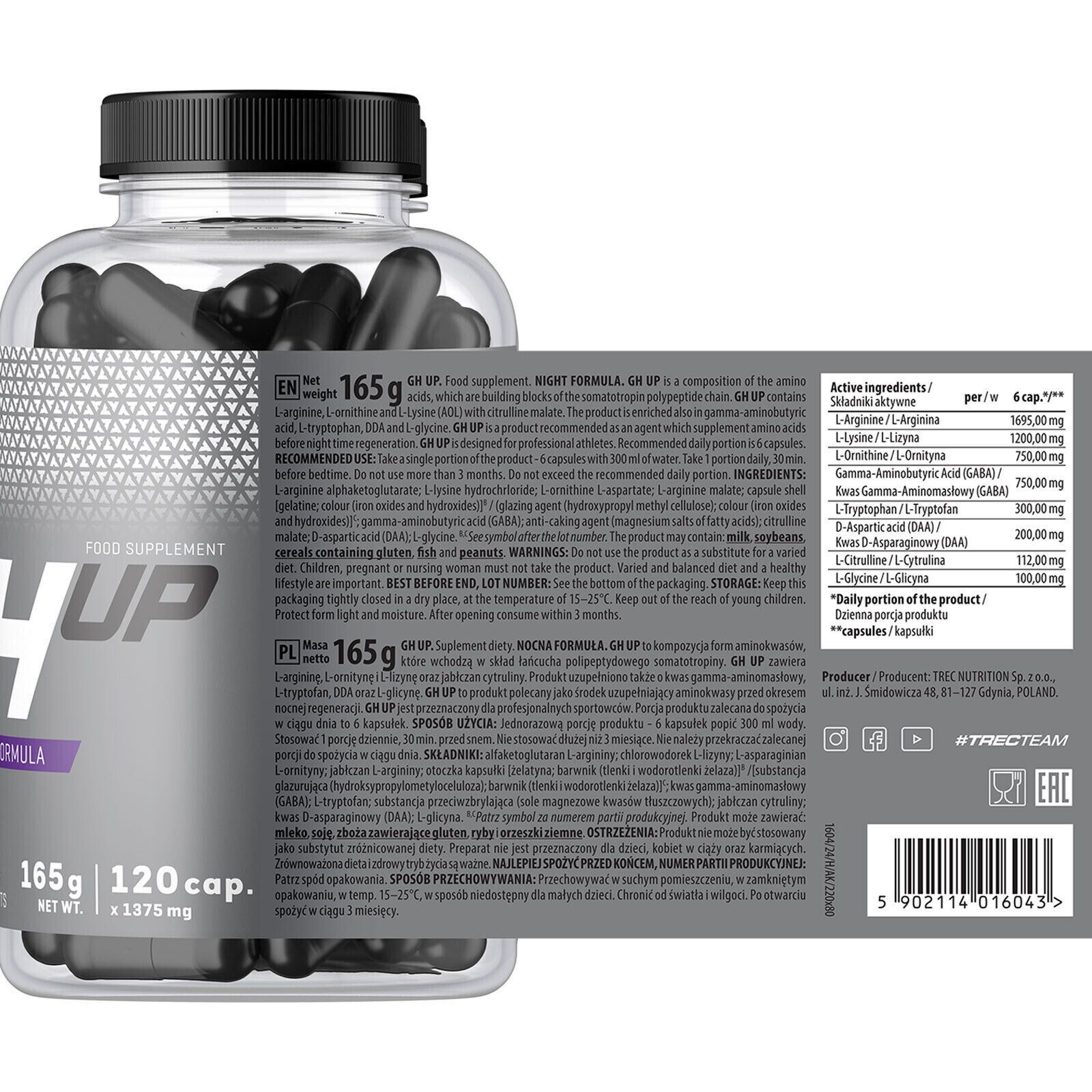 GH UP – 120 Capsules – Supports the body’s regeneration, Improves sleep quality
