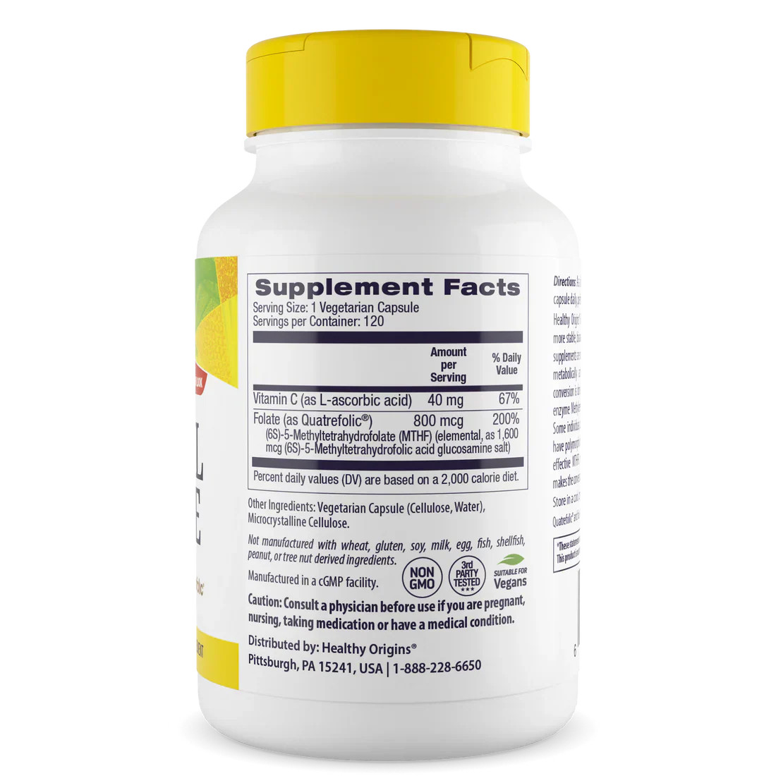 Healthy Origins Methyl Folate 800 mcg | 120 Veggie Capsules