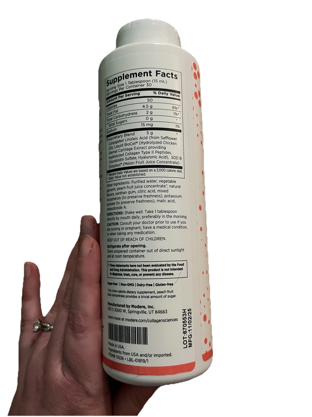 Modere Trim & Smooth Peach Liquid Dietary Supplement 15.2 fl oz