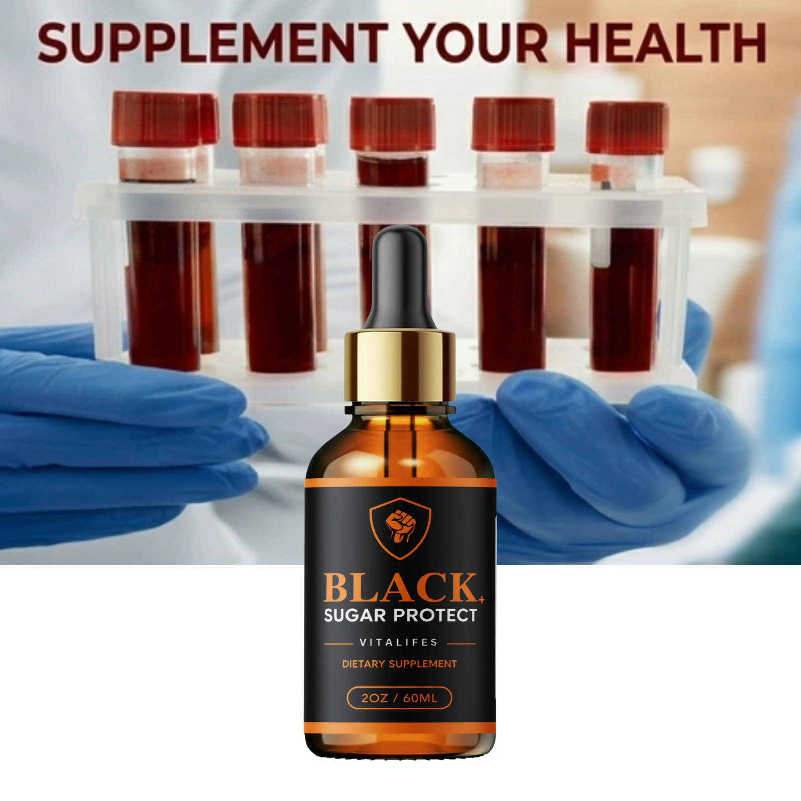 (2 Pack) Black Sugar Protect Drops Advanced Blood Support Supplement 60 Servings
