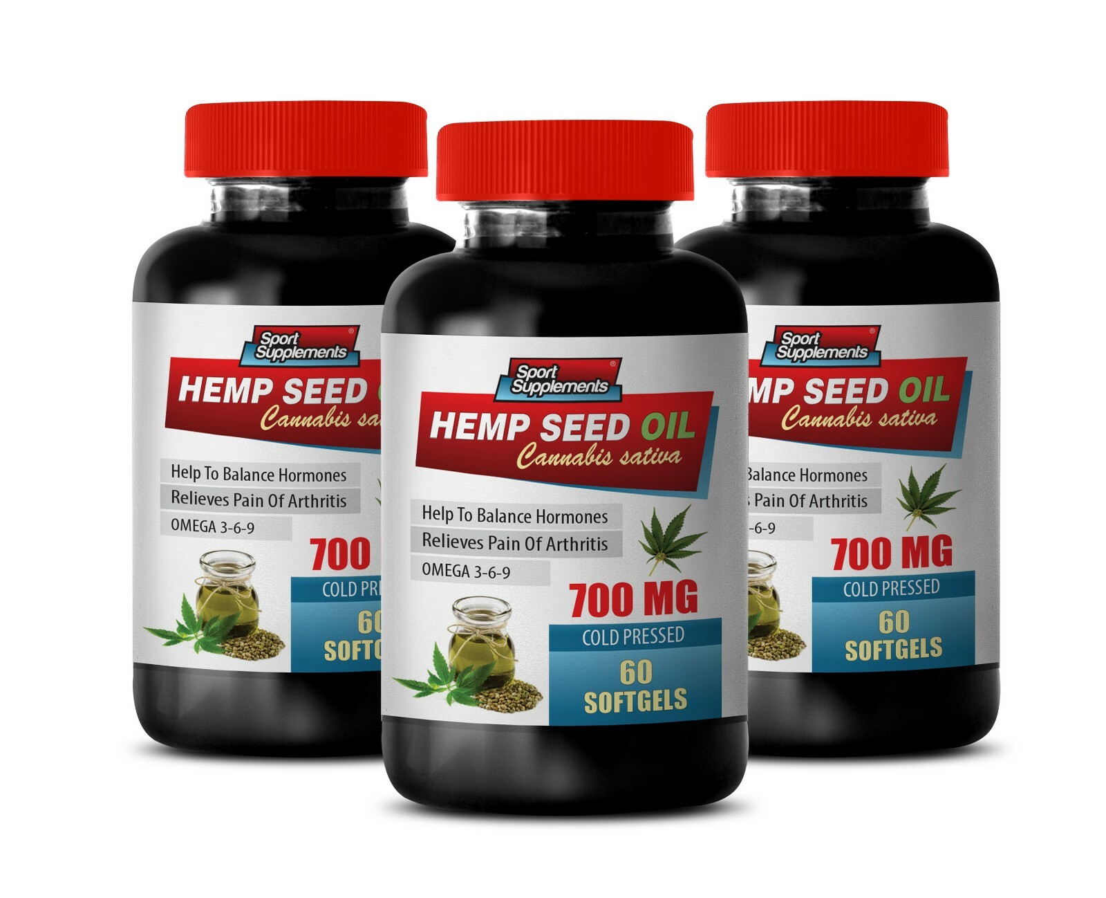 metabolism booster – HEMP SEED OIL 700mg – antioxidant formula – 3 Bottles