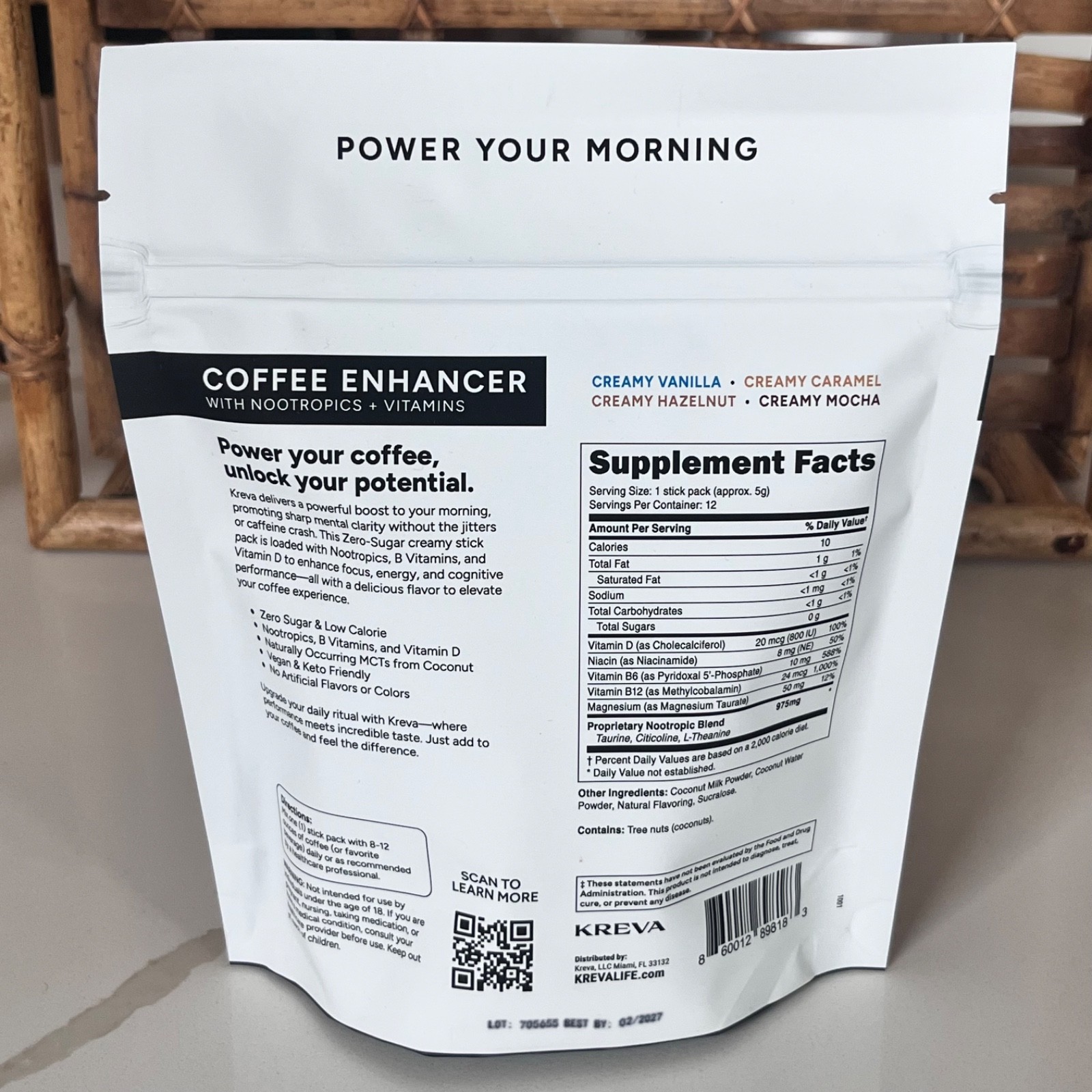 Kreva Coffee Enhancer with Nootropics & Vitamins Variety Pack Focus Energy 12pk