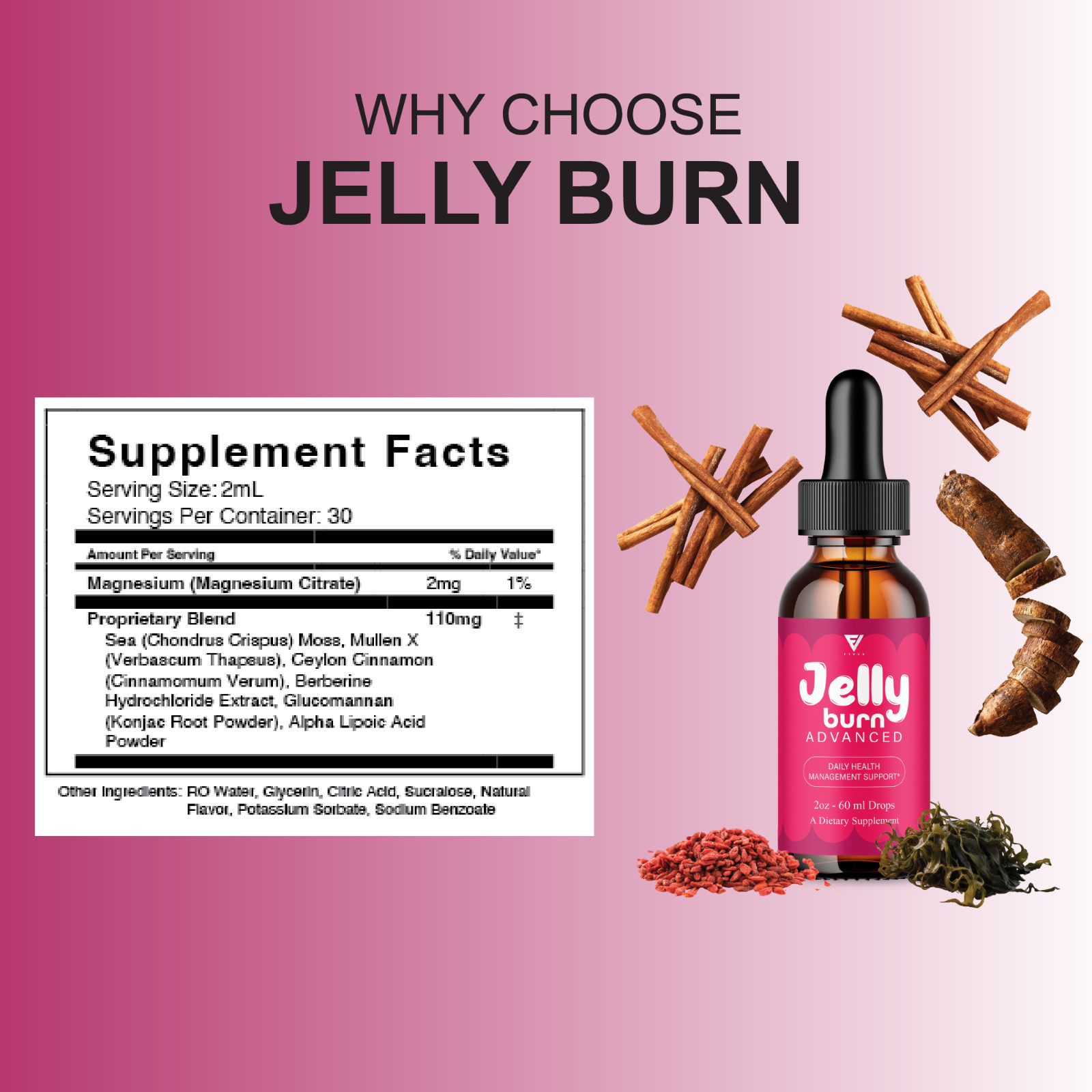 Jelly Burn Weight Management Drops, JellyBurn Liquid Supplement (2oz)