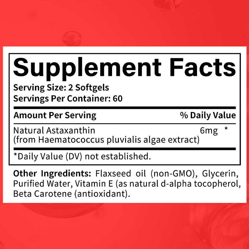 Astaxanthin 6mg – Brain, Skin, Eyes, Joints & Heart Health, Immune Support