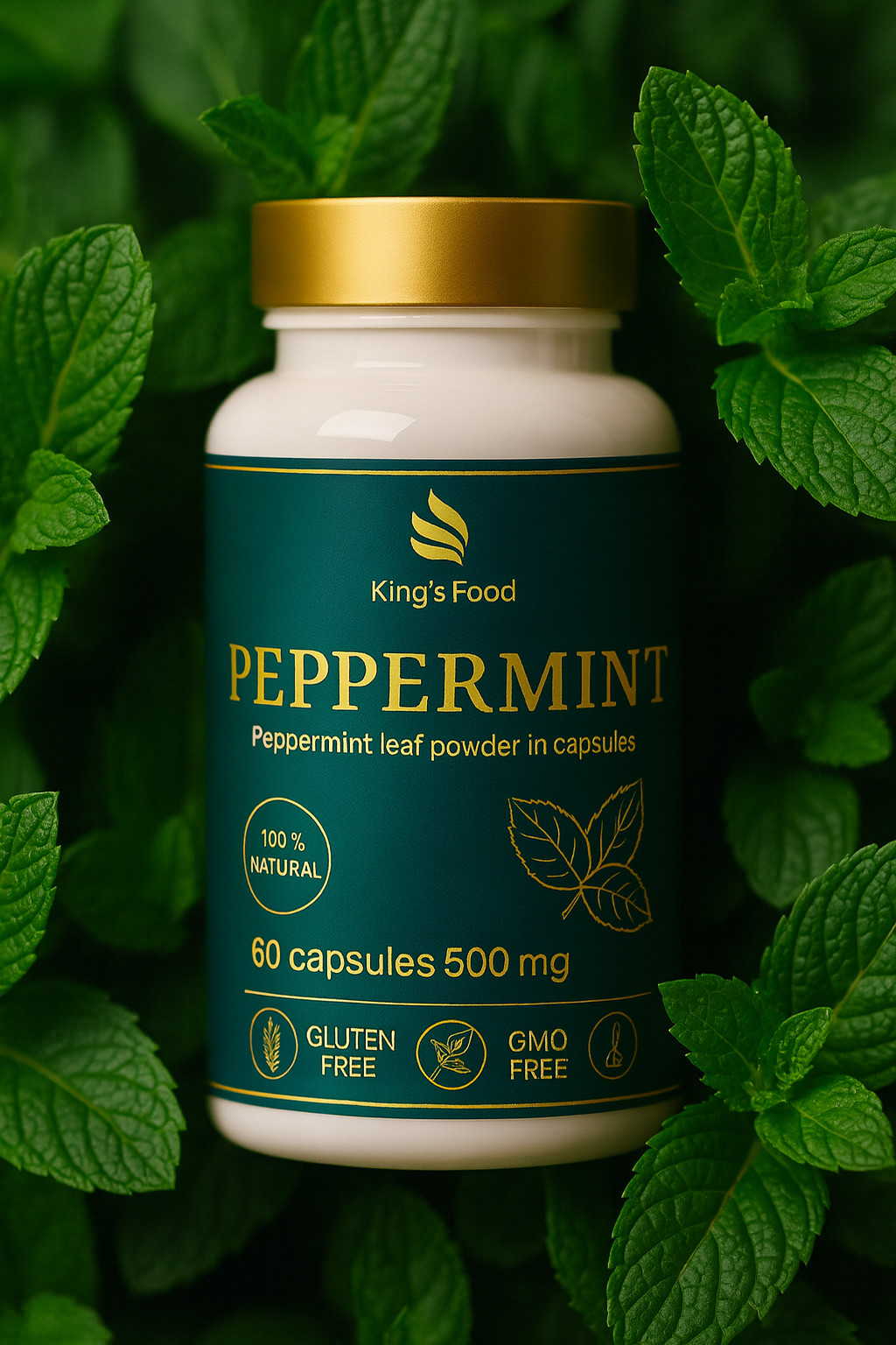 Peppermint Capsules – 100% Natural Peppermint Leaf Powder | 500 mg | King’s Food