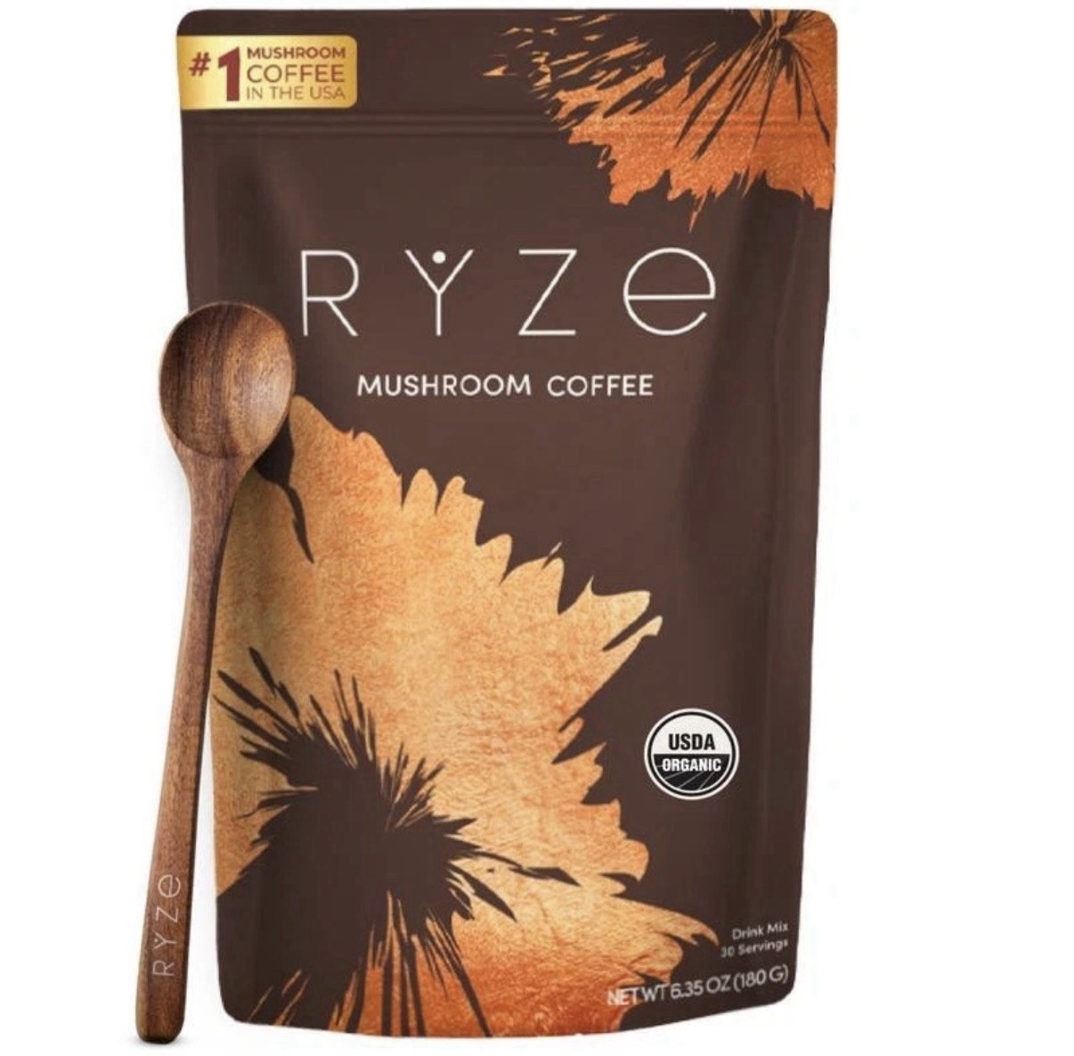 RYZE Mushroom Coffee USDA Organic with 6 AdaptogeniMushrooms and MCT Oil, USA Gr