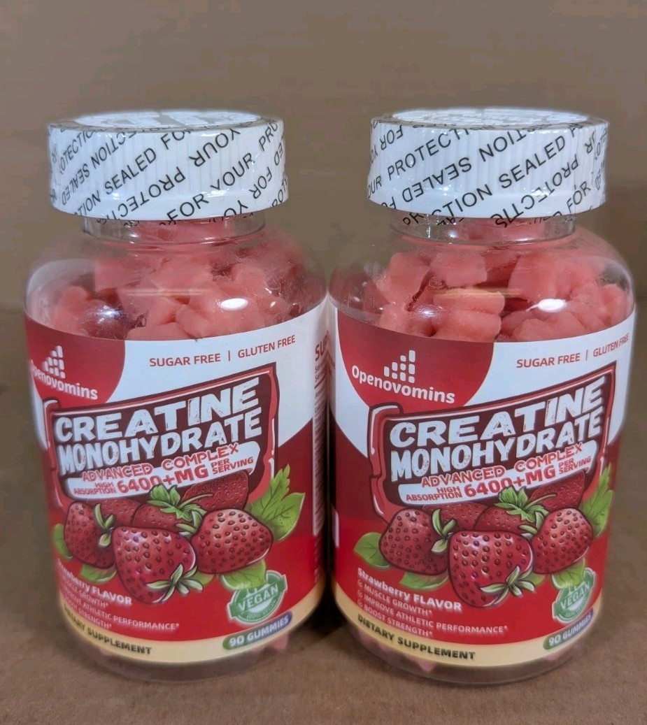 2 PK Creatine Monohydrate Strawberry Gummies Sugar Free 90ct exp 11/26