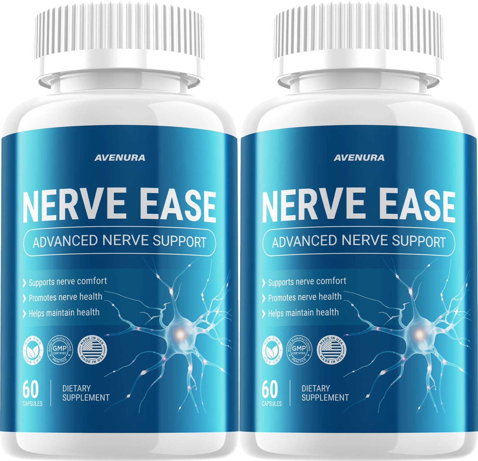 (2 Pack) Nerve Ease Capsules – NerveEase Pills Natural Ingredients Nootropic