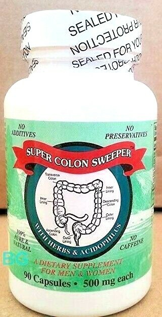 100% Natural SUPER COLON SWEEPER Cleanser Dietary Supplement 90 Caps Exp: 2024