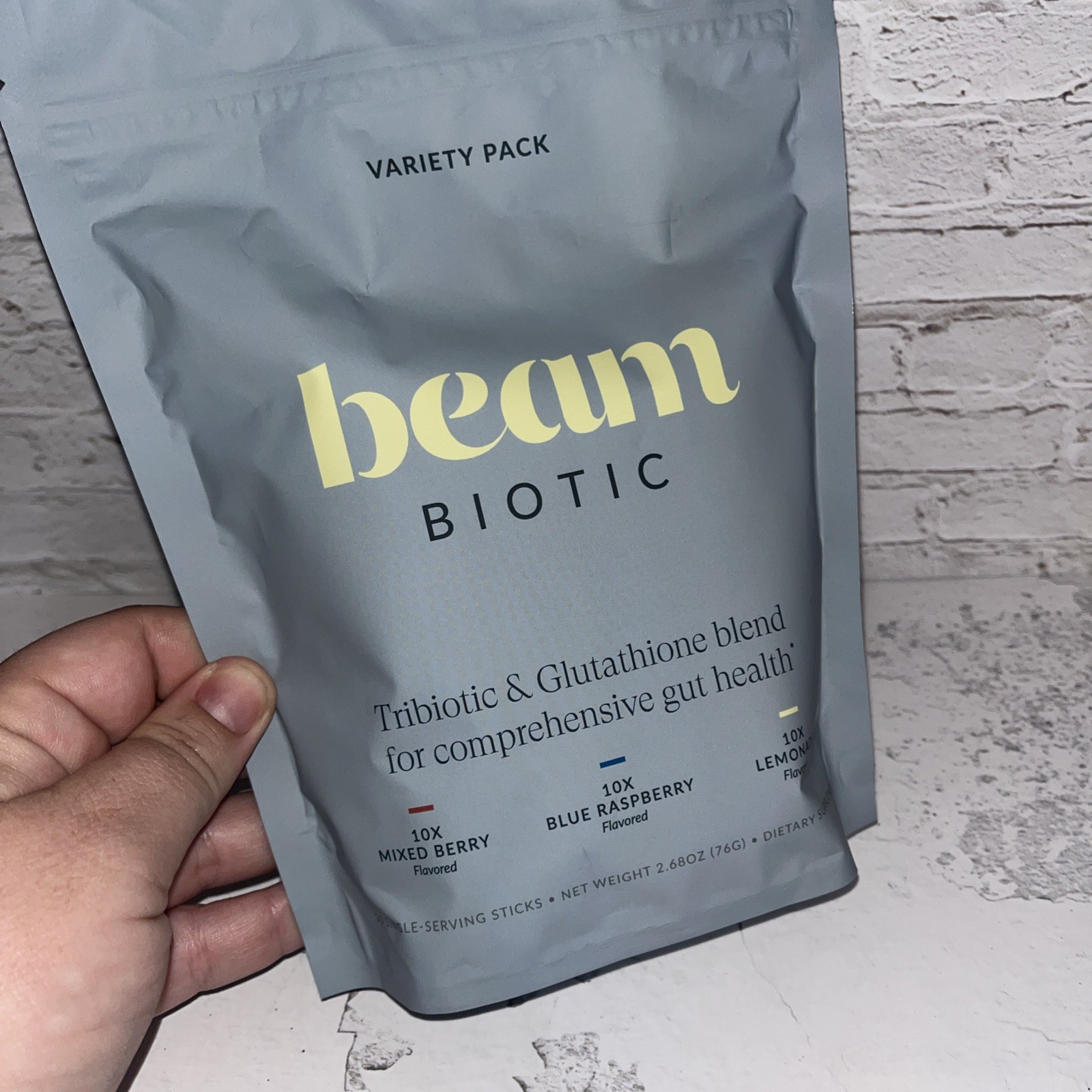 beam Biotic Variety Pack Tribiotic + Glutathione Powder 30 Sticks Exp 04/2028
