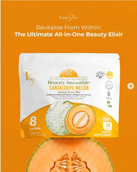 Luxe Slim Beauty Smoothie Cantaloupe Melon 21g /8 sachets. (US Seller)