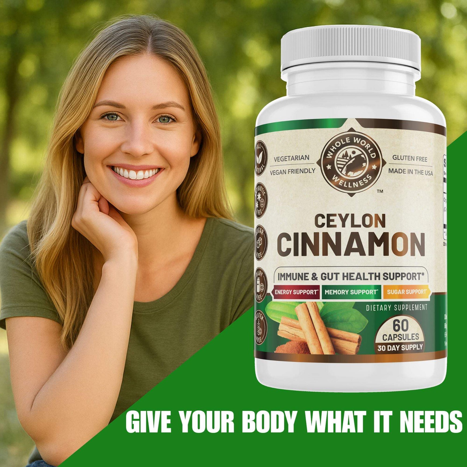 Organic Ceylon Cinnamon Supplement. USA Made.