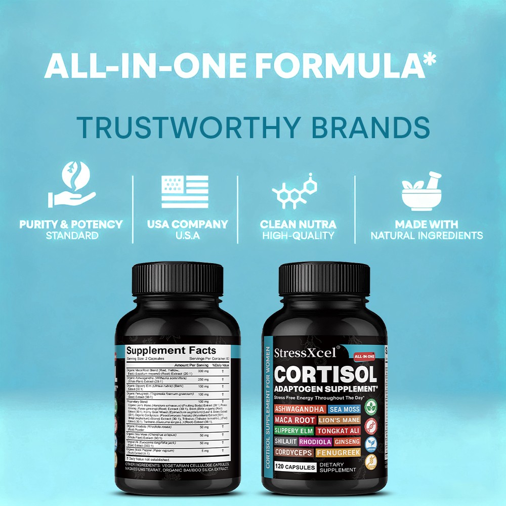 Cortisol Balance&Emotional Health Supplement,Boost Energy&Vitality,30-120 Pills