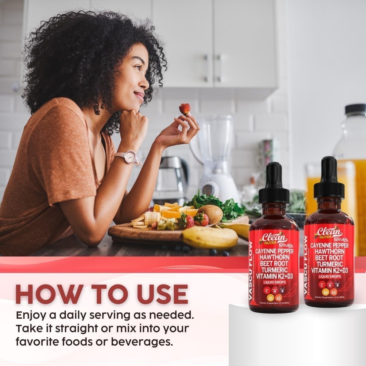 Cayenne Pepper Supplement Liquid Drops + Hawthorn Berry, Vitamin D3 K2
