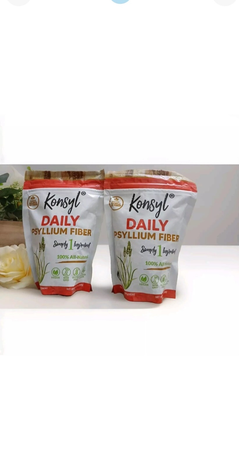 Konsyl Daily Psyllium Fiber 12.7oz/360g Gusset Bag Gluten Free , Ex:7/25 Pack 2