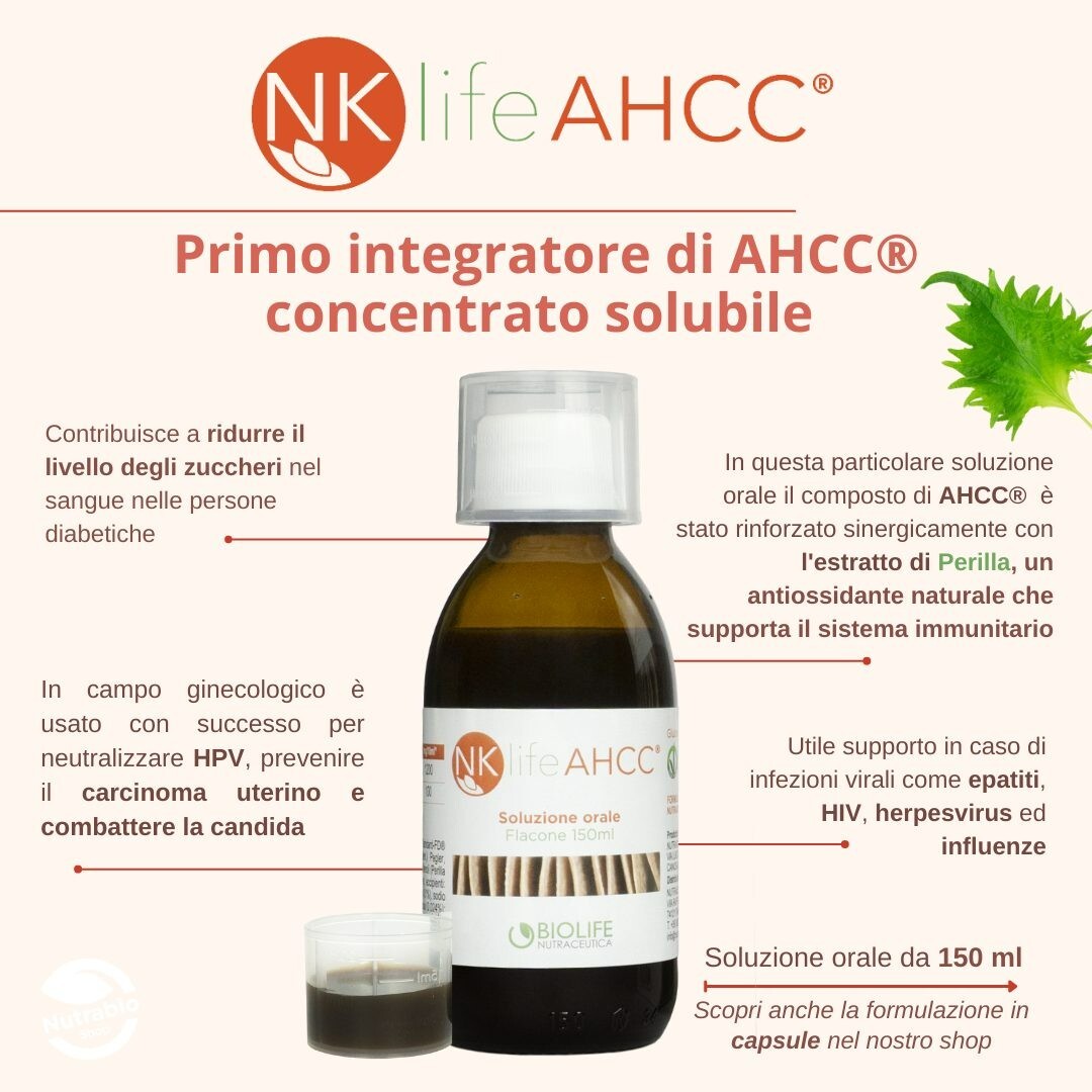 NKlife AHCC Gluten Free Immune Defense Infection Supplement 150ml