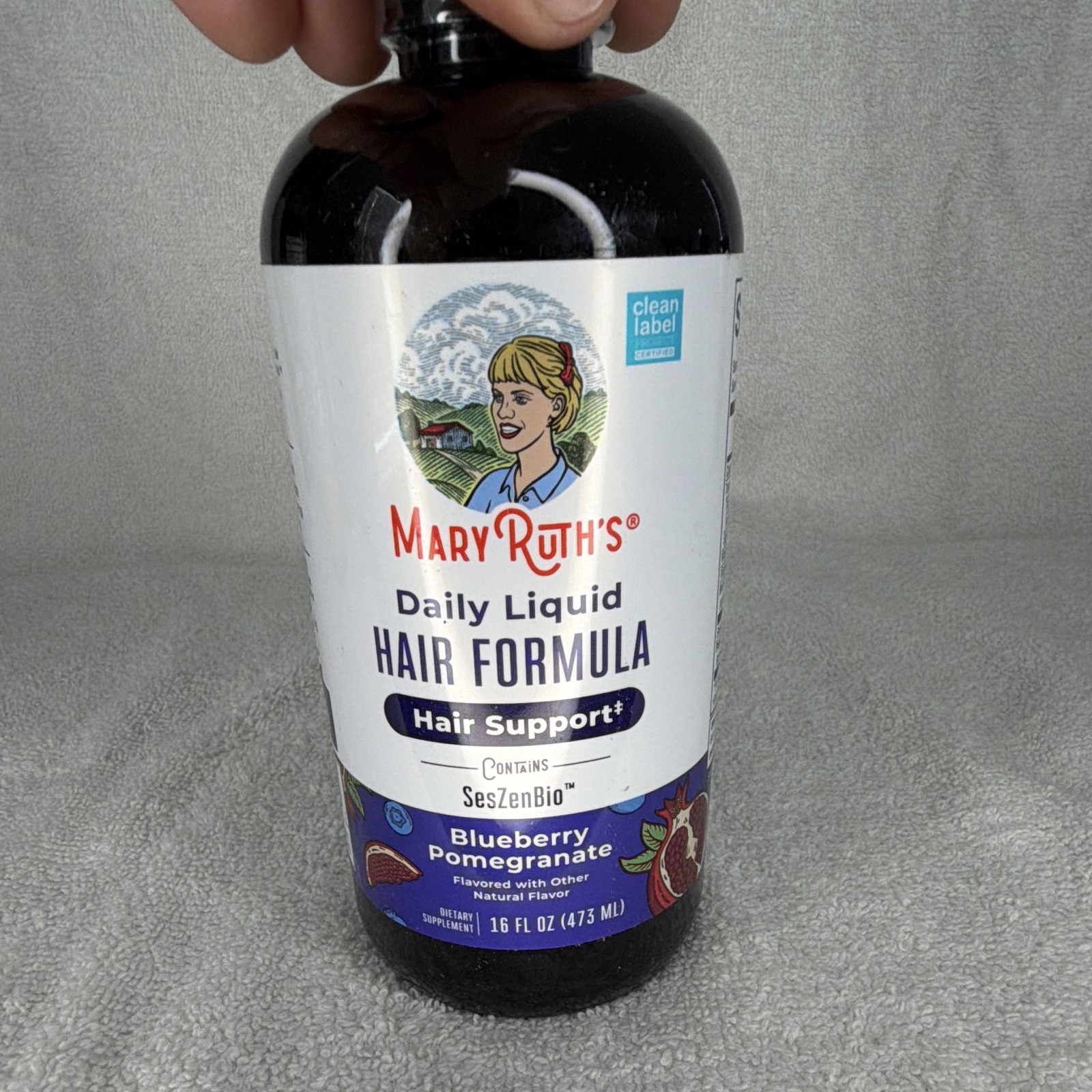 MaryRuth’s Daily Liquid Hair Formula Hair Support Vegan Blueberry Pom 16 fl oz