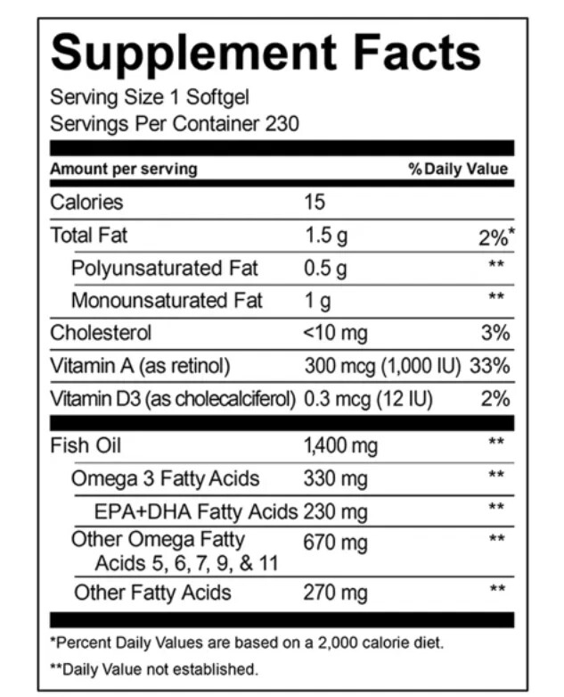 Kirkland Signature Wild Alaskan Fish Oil 1400 mg, 230 Softgels
