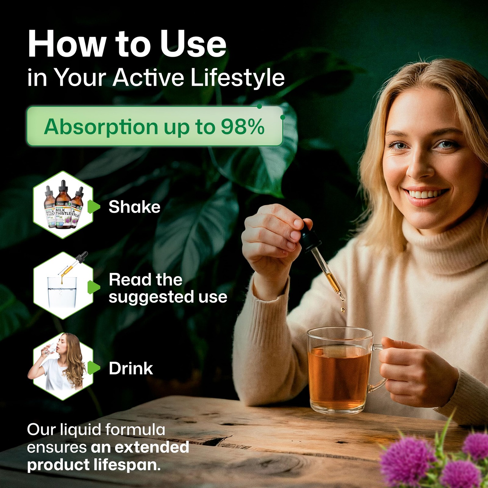 BIO KRAUTER® Milk Thistle Supplement for Liver Cleanse & 4 Fl Oz (Pack of 1)