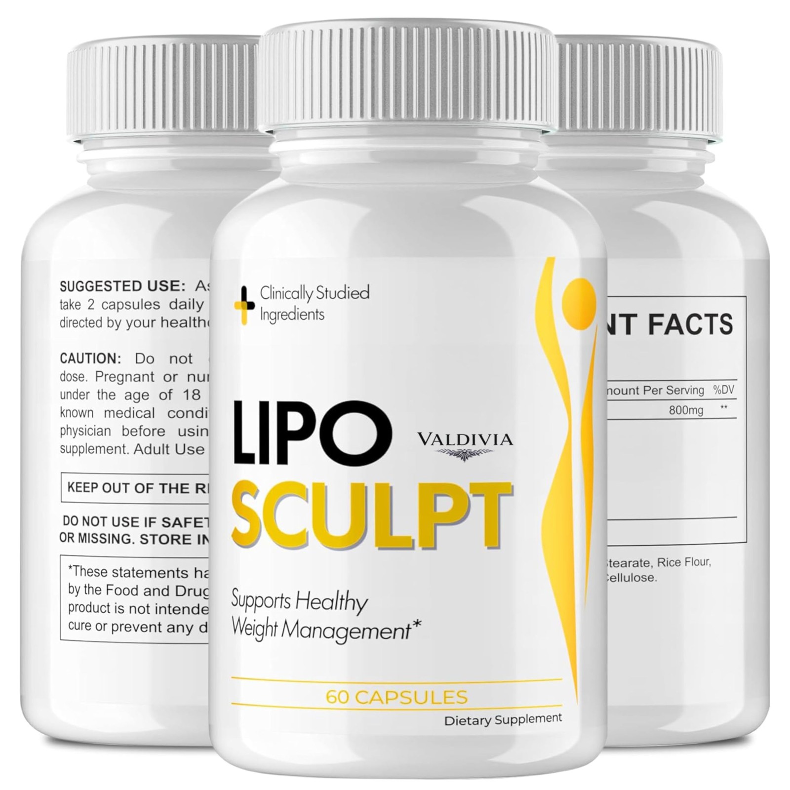 LipoSculpt Weight Loss Fat Burner Supplement Capsules Metabolism 1 Pack 60Ct