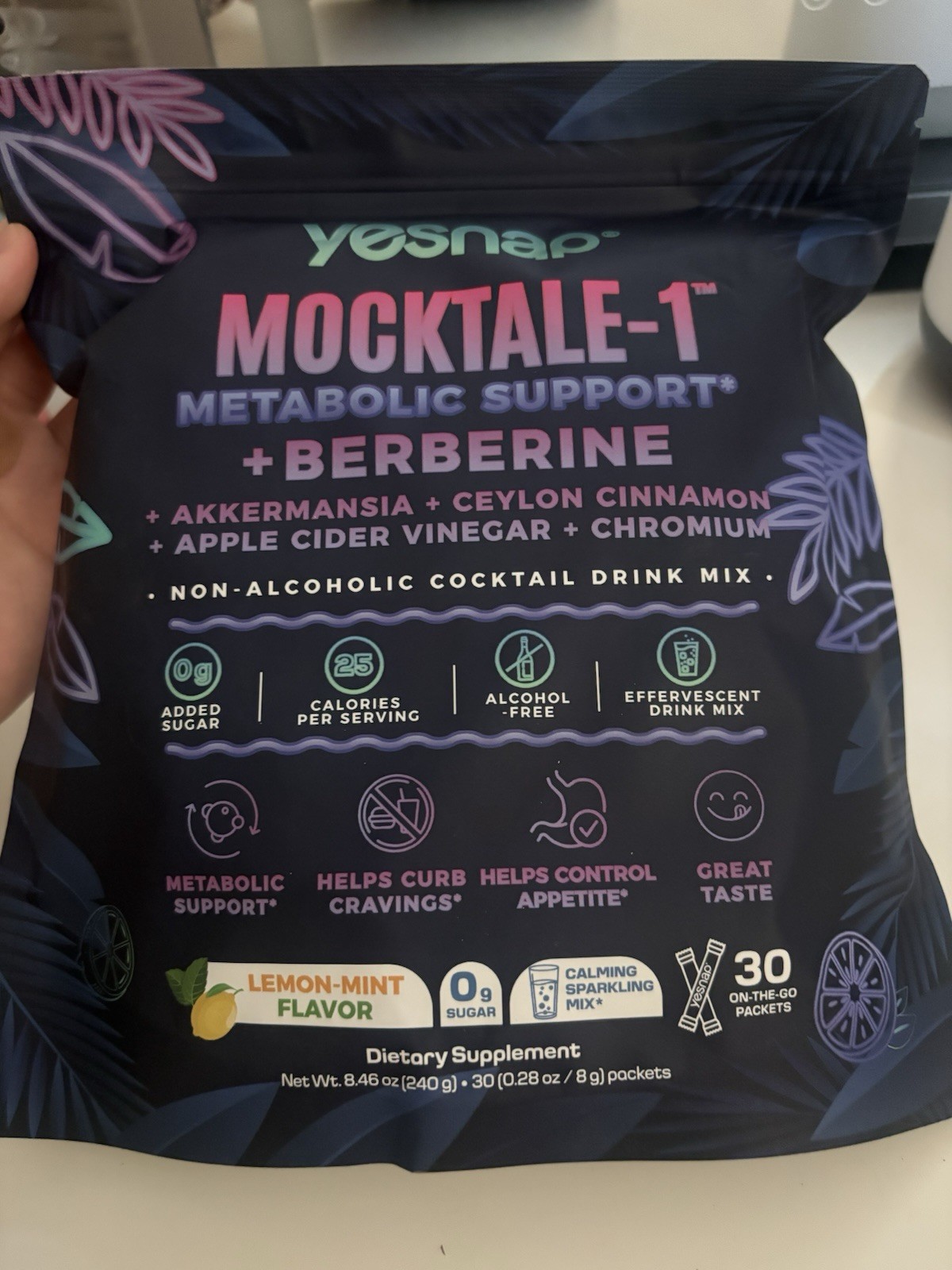 yesnap Mocktale-1 Metabolism Support Berberine Drink Mix Lemon-Mint 30