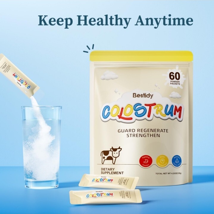 Bestidy Colostrum Powder Supplement Pure 40% IgG Individually Packaged (60 Pack)