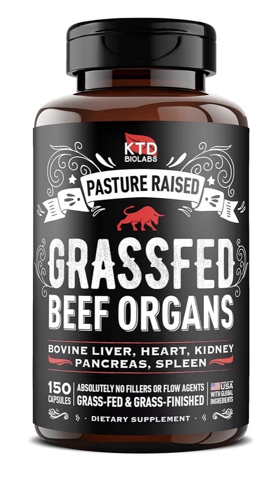 KTD BIOLABS Grass Fed Beef Organ Pasture Raised Supplement 150 Capsules