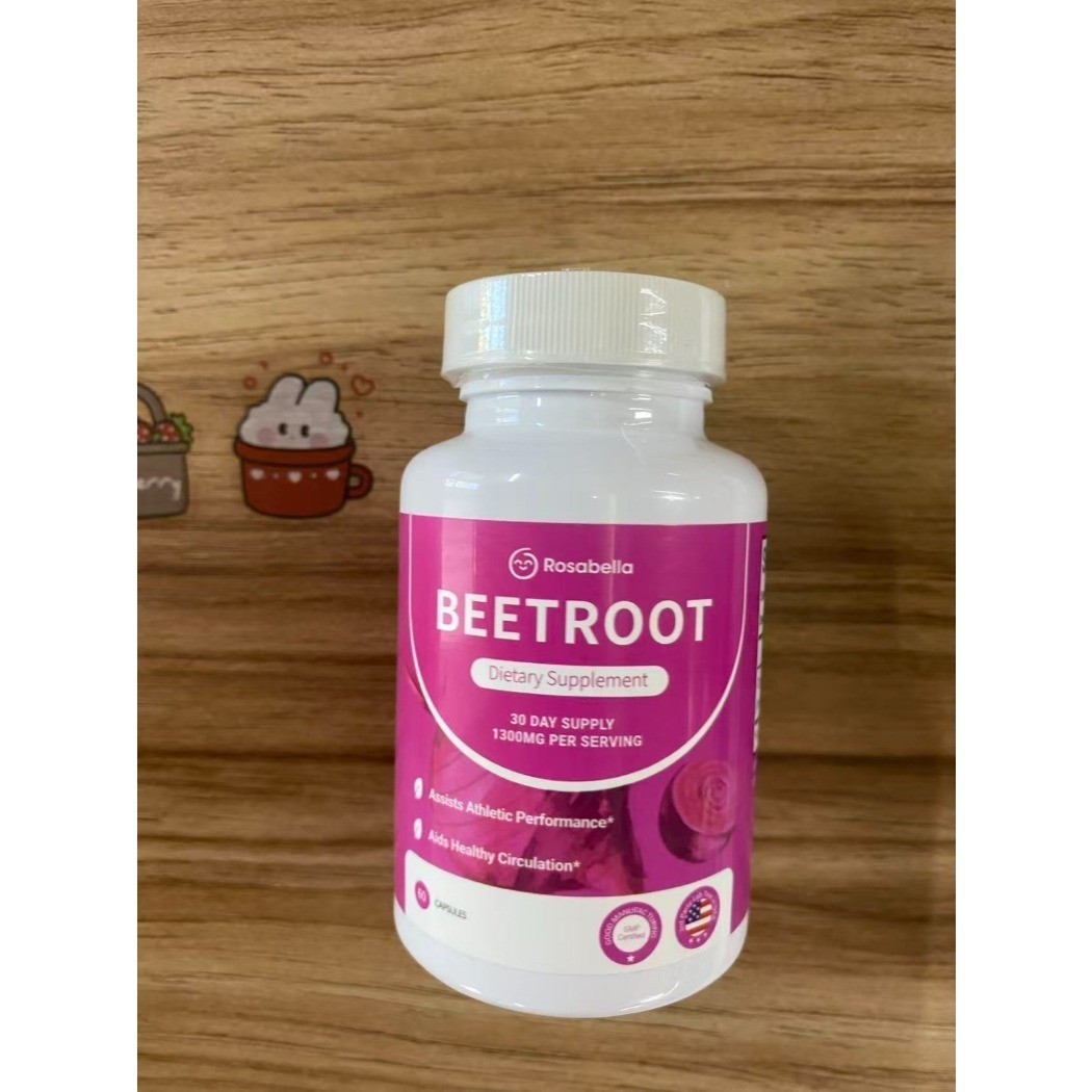 Rosabella Organic Beetroot 1300mg 60 Veggie Capsules Daily Dietary Supplement