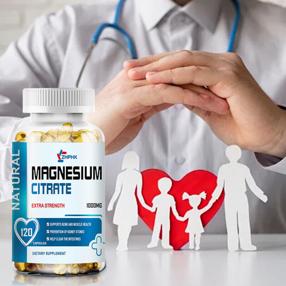 Magnesium Citrate 1000mg Capsules Super Strong Effective Vegan Capsules 120Pills