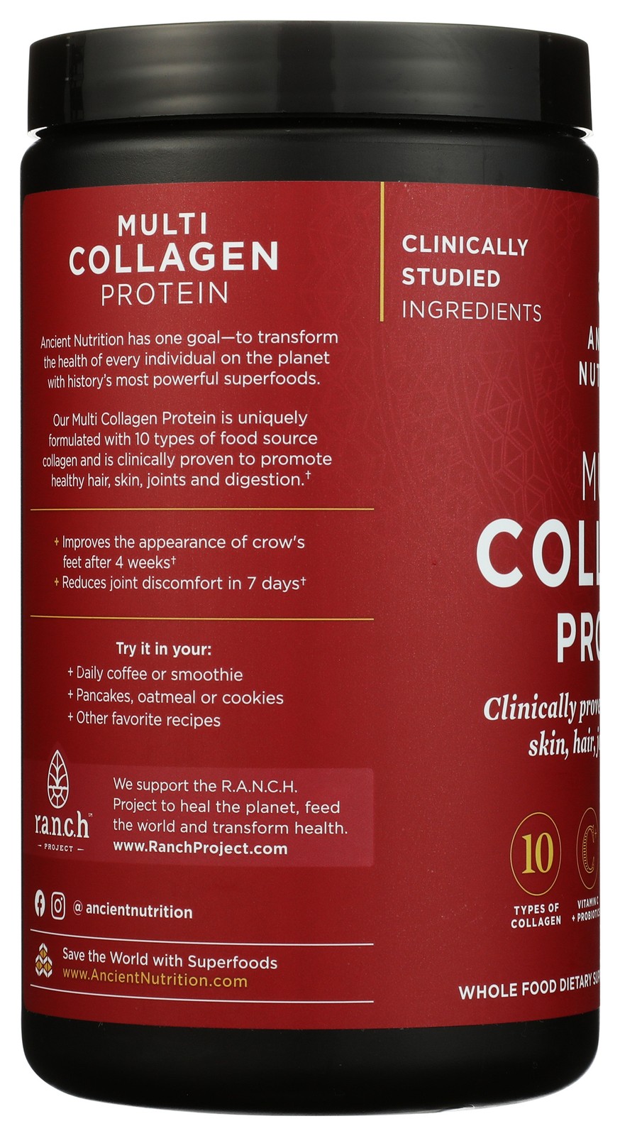 Ancient Nutrition Multi Collagen Protein Unflavored 8.6 Oz Coffee 1 Pack