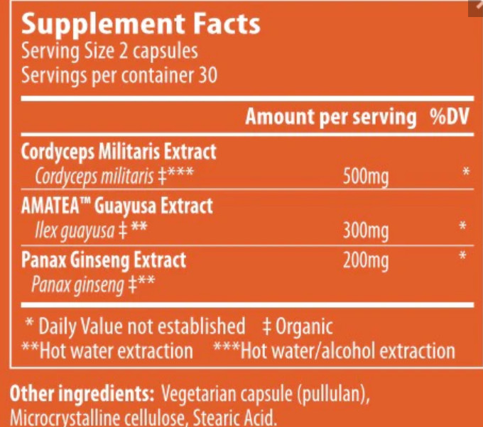 Real Mushrooms RealBoost Cordyceps Guayusa Ginseng Herb Extracts 60 Caps NEW