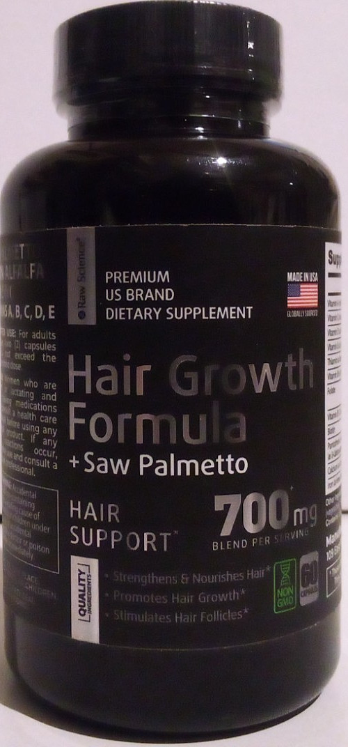 Raw Science Hair Growth Formula -700 mg – 60 caps – Non GMO – Exp 5/27 FREE S/H