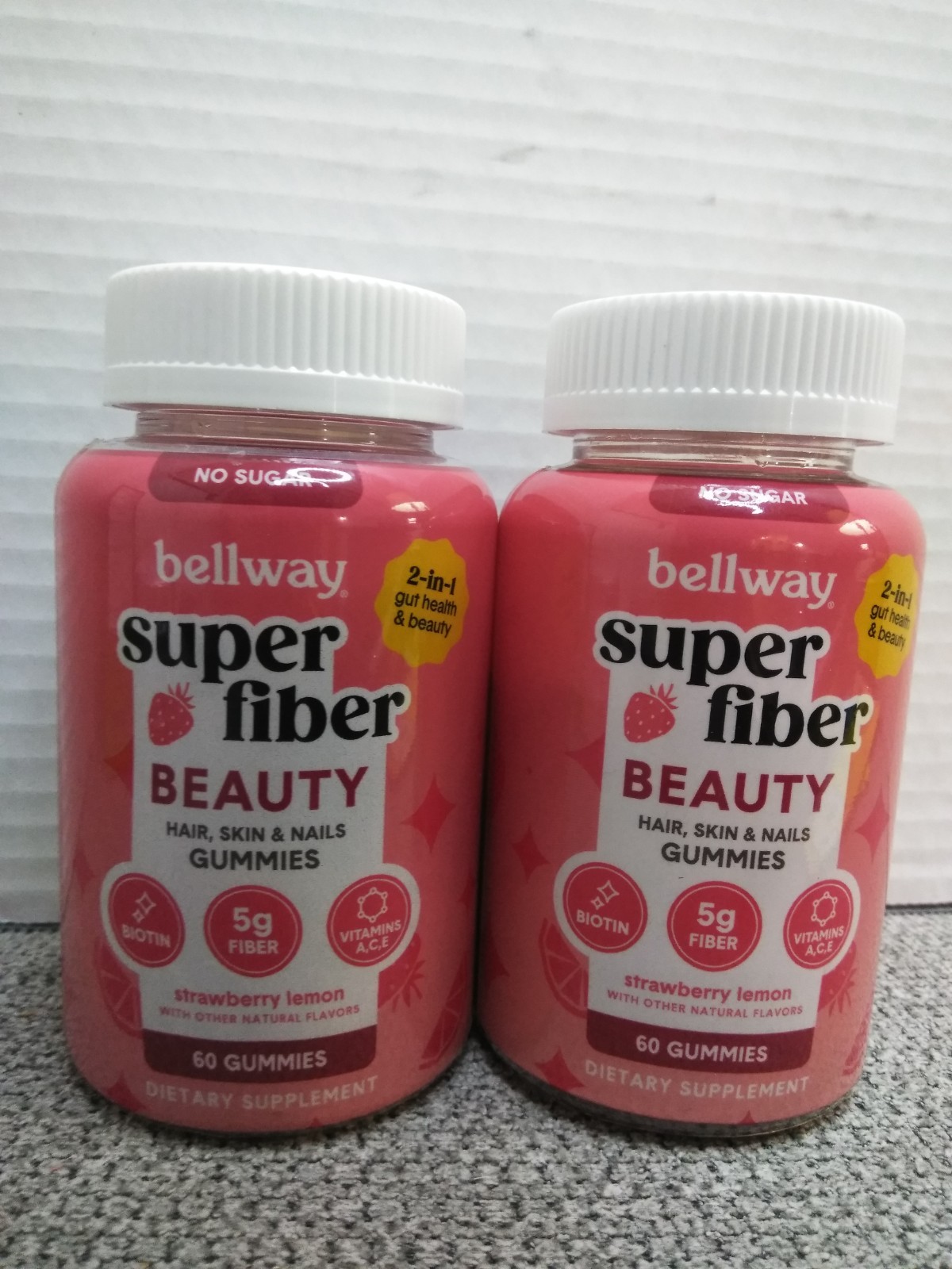 Bellway STRAWBERRY LEMON Super Fiber Gummies 60-EA (2PK BUNDLE)