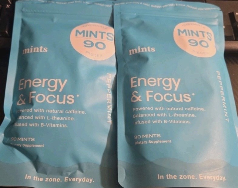 2X-Energy & Focus Caffeine Mints 180ctExp 04/27- NEW SEALED