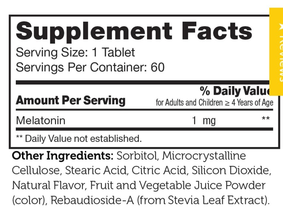 Zahler Junior Melatonin 1mg Children’s Chewable Tablets 60ct Natural Grape